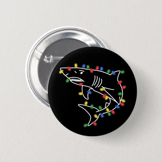 Sharks Lover Tree Christmas Xmas Pet Animal Shark  2 Inch Round Button (Front & Back)