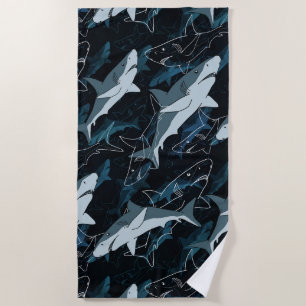 Sharks, marine,sea, fish, predator, animal, jaws, beach towel