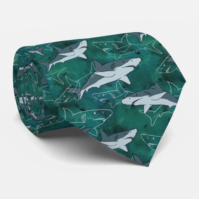 Sharks, marine,sea, fish, predator, animal, jaws, tie (Rolled)