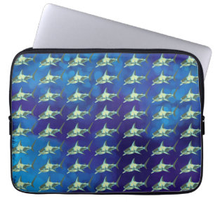 sharks, pattern blue laptop sleeve