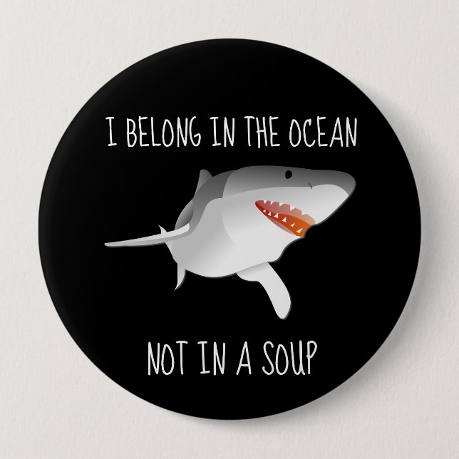 Sharks Save Finning Conservation Environment 4 Inch Round Button (Front)