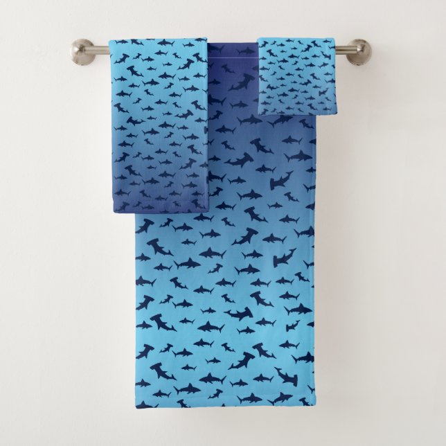 Sharks Sharks and More Sharks Bath Towel Set (Insitu)