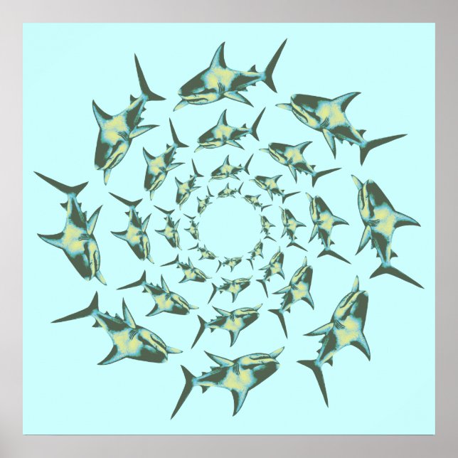 sharks swimming in circles poster (Front)
