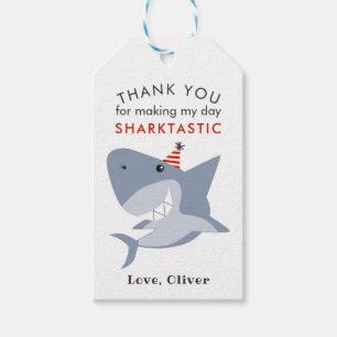 Sharktastic Birthday Party Thank You Favour Gift Tags