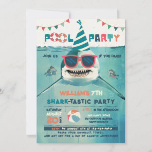 Sharktastic Pool Party  Invitation