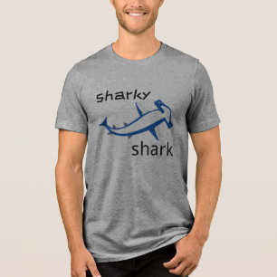 Sharky Shark Light Blue Boys Tri-Blend Shirt