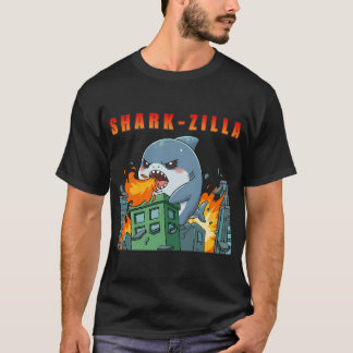 Sharkzilla Chibi Kaiju Destroying City T-Shirt