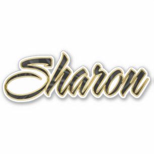 Sharon black gold lettering sticker