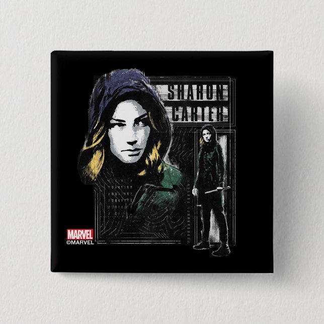 Sharon Carter Fugitive Graphic 2 Inch Square Button (Front)
