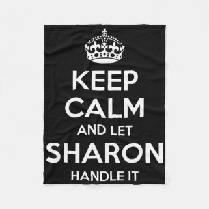 Sharon Keep Calm Personalized Name Funny Birthday Fleece Blanket