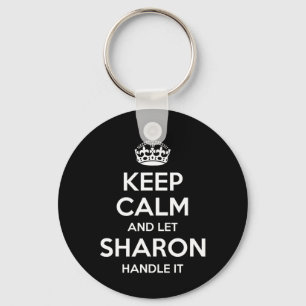 Sharon Keep Calm Personalized Name Funny Birthday Keychain