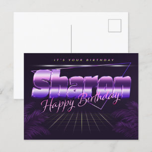 Sharon Name Vorname lila Postkarte Geburtstag Postcard