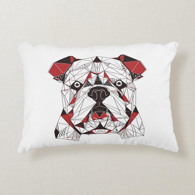 Sharp and fearless: the geometric bulldog accent pillow (Front)