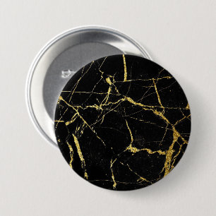 Sharp Black and Gold Marble 3 Inch Round Button