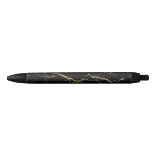 Sharp Black and Gold Marble Black Ink Pen