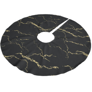 Sharp Black and Gold Marble Brushed Polyester Tree Skirt