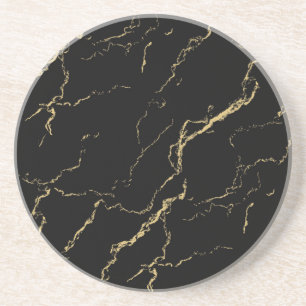 Sharp Black and Gold Marble Coaster