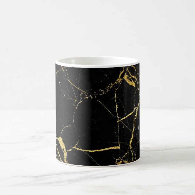 Sharp Black and Gold Marble Coffee Mug (Center)