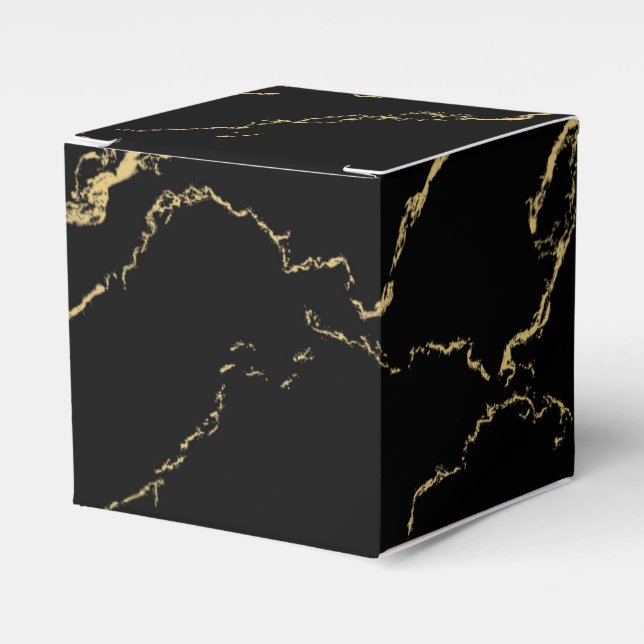 Sharp Black and Gold Marble Favor Box (Front Side)
