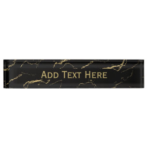 Sharp Black and Gold Marble Nameplate