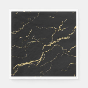 Sharp Black and Gold Marble Napkin
