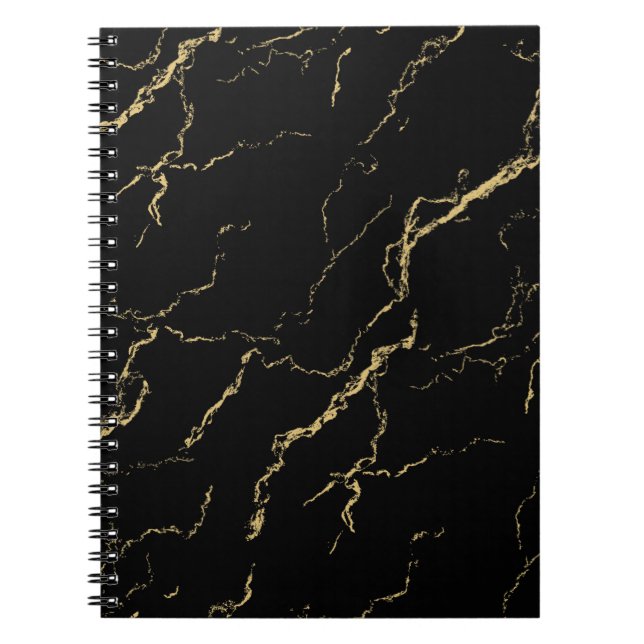 Sharp Black and Gold Marble Notebook (Front)
