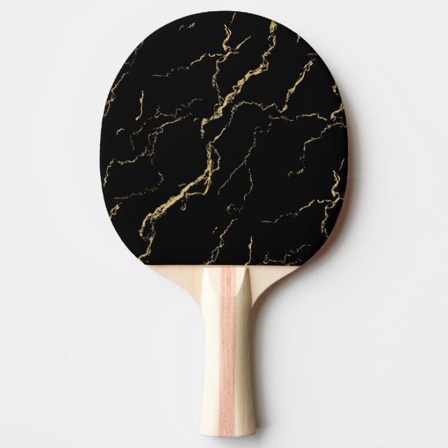 Sharp Black and Gold Marble Ping Pong Paddle (Front)