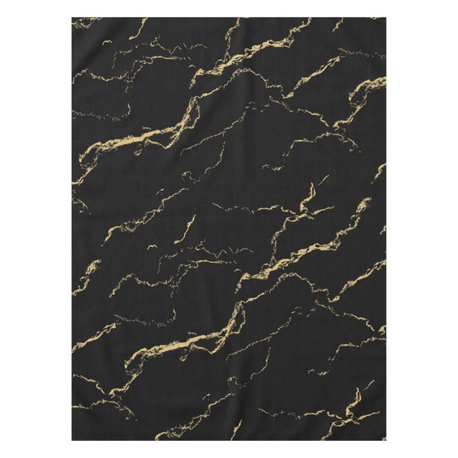 Sharp Black and Gold Marble Tablecloth (Front)