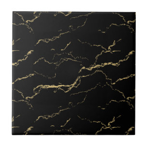 Sharp Black and Gold Marble Tile