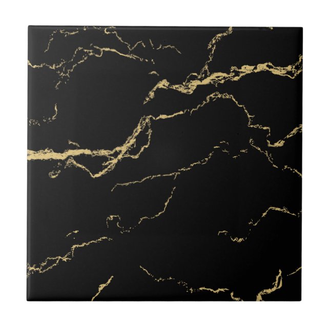 Sharp Black and Gold Marble Tile (Front)