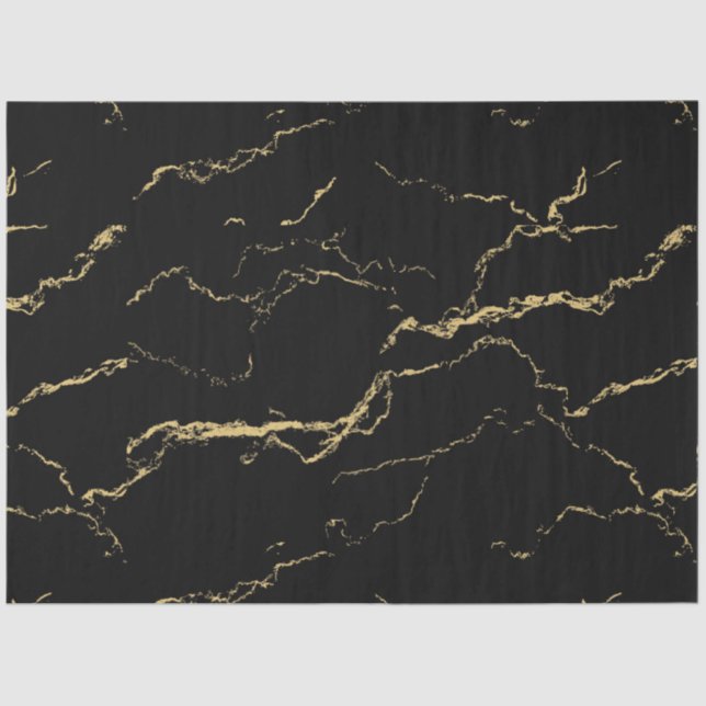 Sharp Black and Gold Marble Tissue Paper (Front)
