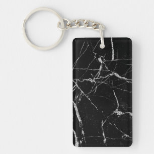 Sharp Black and Silver Marble Keychain