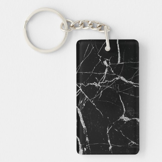 Sharp Black and Silver Marble Keychain (Front)