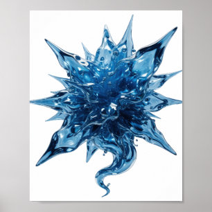 Sharp Blue WATER BALL Graphic Design Poster