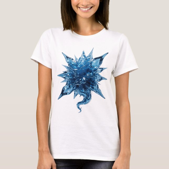 Sharp Blue WATER BALL Graphic Design T-Shirt (Front)