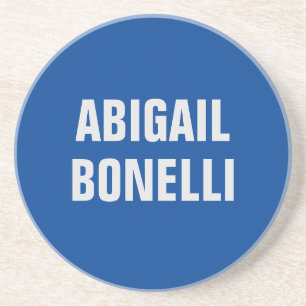 Sharp bold custom excellent minimalist name blue coaster