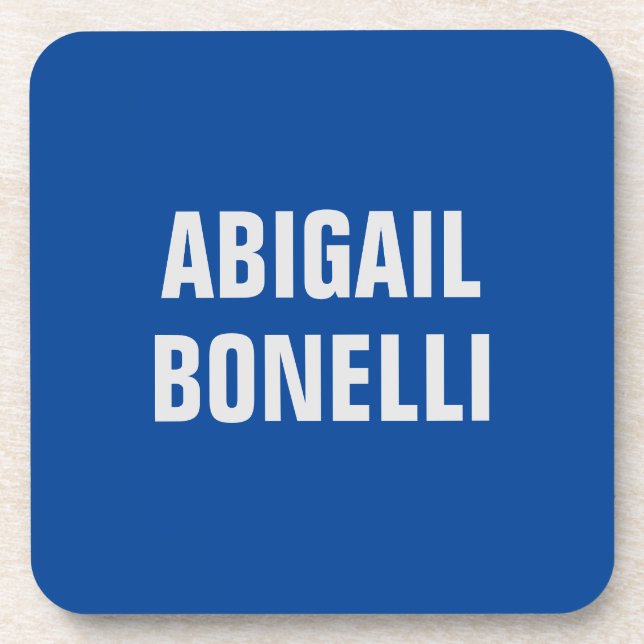 Sharp bold custom excellent minimalist name blue coaster (Front)
