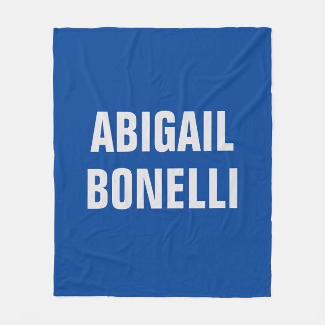 Sharp bold custom excellent minimalist name blue fleece blanket (Front)