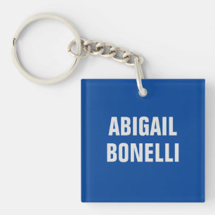Sharp bold custom excellent minimalist name blue keychain