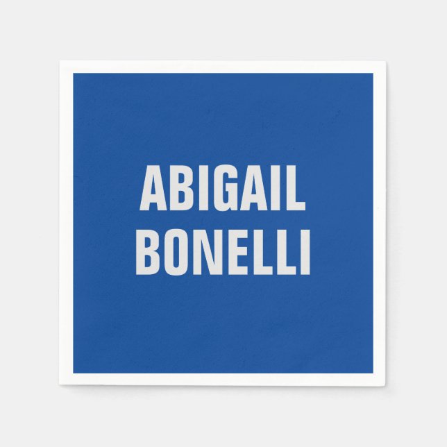 Sharp bold custom excellent minimalist name blue napkin (Front)