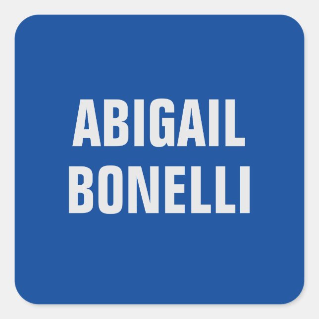 Sharp bold custom excellent minimalist name blue square sticker (Front)