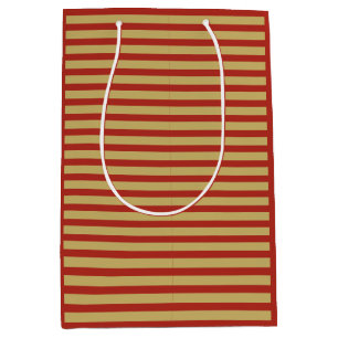 Sharp bold custom minimalist gold red colour lines medium gift bag