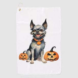 Sharp Dog Guards Halloween Pumpkins Premium  Golf Towel