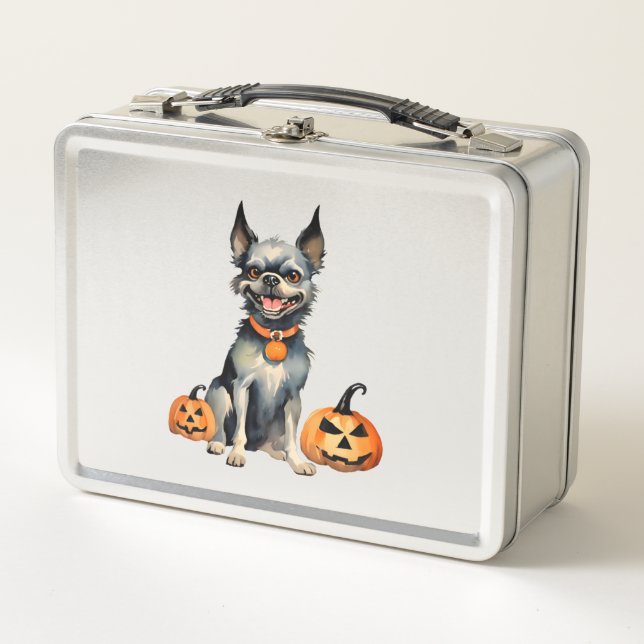 Sharp Dog Guards Halloween Pumpkins Premium  Metal Lunch Box (Front)
