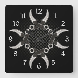 Sharp Edges Curved Blades Square Wall Clock