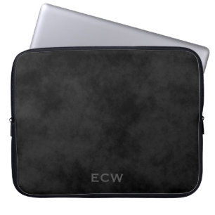 * Sharp Faux Stamped Mottled Black Laptop Sleeve