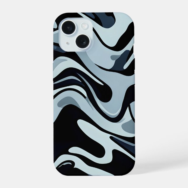 Sharp Fluid Camo Pattern iPhone 15 Case (Back)