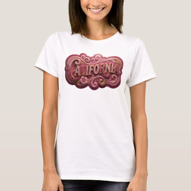 Sharp Gold CALIFORNIA Print T-Shirt (Front)
