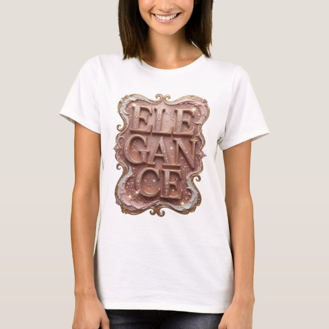 Sharp Gold ELEGANCE Print T-Shirt (Front)