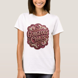 Sharp Gold GORGEOUS CHAOS 3D Text Art T-Shirt